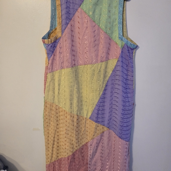 Vintage Sacred Threads Boho Art to Wear Patchwork Sleeveless Cardigan Multicolor - Picture 6 of 10